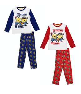 Minions Schlafanzug Kinder Pyjama Langarm Schlafanzug-Set, Farbe:Rot, Größe:98