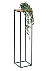 DanDiBo Blumenhocker Metall Holz Schwarz Eckig 100 cm Blumenständer Beistelltisch 96353 Blumensäule Modern Pflanzenständer Pflanzenhocker