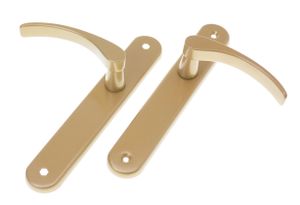 Aqbau® Türdrückerset Langschild Gold | Türdrücker | Türklinke | Türgriffe | Türbeschlag VL (ohne Schlüsselloch)