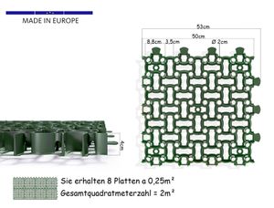 2x Rasengitter Paddockplatte 50x50 cm Reitplatzmatten Rasenmatten Rasenwaben Kiesgitter : Grün : 8 Stück