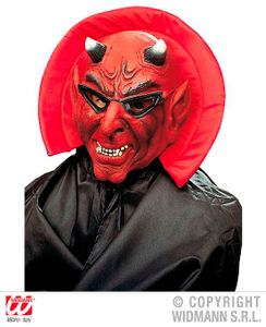 Teufel Umhang mit Latexmaske und Kragen Kostüm