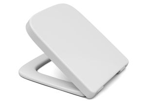 WC-Sitz für Keramag Renova Nr.1 Plan für 572120000, quadratische, Softclose-Funktion, Absenkautomatik, Edelstahlscharniere, Weiß, Duroplast