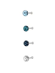 Labret Piercing im Set aus 925er Silber mit Strasssteinen in verschiedenen Blautönen SIX 614-190_SIX