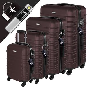 Devillo® Kofferset 4tlg. S-M-L-XL, Terrabraun - Trolley Koffer Reisekoffer Reisekofferset Gepäck Rollkoffer TSA 4 Rollen ABS-Hartschale Teleskopgriff