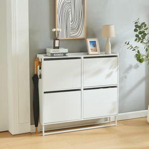 Schuhschrank 'Ylitornio' 91,5x100x19 cm mit Kufengestell Weiß Schuhschrank 'Ylitornio' 91,5x100x19 cm mit Kufengestell Weiß