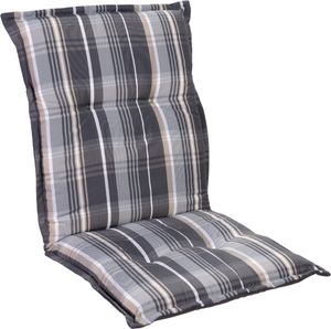 Homeoutfit24 Prato, Gartenstuhl-Auflage,  Europe, Polyester, ® Standard 100, UV-beständig, Halteband & Kordeln, 1-Stück, Grau / Weiß