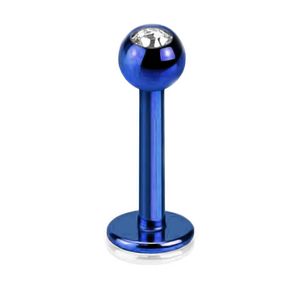 viva-adorno 1,2mm Lippen Piercing Stecker Edelstahl Kristall in verschiedenen Farben Tragus Labretstecker Z367,Blau