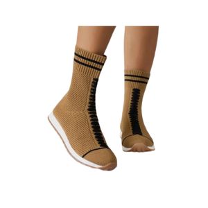 Damen Stiefeletten Sockenstil Schuhe Anti Slip Stiefel Komfort Mittelkälle Lässig Schuhe Dunkelbraun,Größe:EU 39