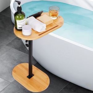 Badewannentablett, Badewannenablage mit Sockel, höhenverstellbar, Passend für die Meisten Badewannen, Holzfarbe Badewannentablett, Badewannenablage mit Sockel, höhenverstellbar, Passend für die Meisten Badewannen, Holzfarbe