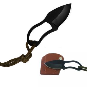 Mini Taschenmesser in schwarz mit Leder Messerscheide EDC