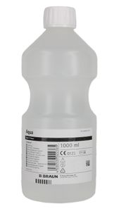 Aqua B. Braun Ecotainer Spüllösung, steriles Wasser, PP Flasche mit Griff, Taille, weißer Deckel - 1.000ml