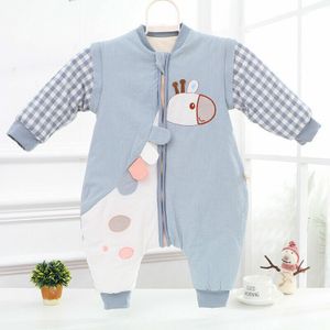 Baby Winterschlafsack mit Beinen Kinder Strampler Schlafanzug Baumwolle Blau 90