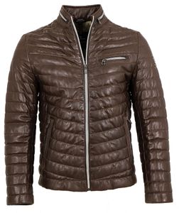 Milestone - Herren Lederjacke Steppjacke Lammnappa dunkelbraun : 60