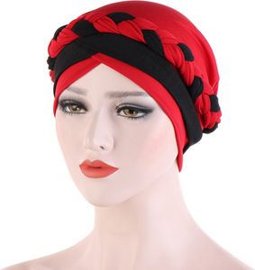 Moda damska warkocz elastyczna chusta turban czapka rak chemioterapia wypadanie włosów czapka, kolor: wino czerwony