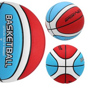 Basketball Ball, Polyurethan-Spielball, Hochwertiger feuchtigkeitsbeständiger Gummi, Basketball Fanartikel, Der Beste Basketball bälle, Rot-Blau