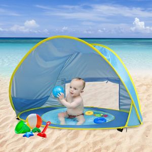 Baby Strandzelt mit Mini Swimmingpool, Wasserdichtes Pop Up Strandmuscheln Sonnenschutz für Kindercamping, 120*83*70cm