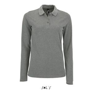 Damen Long-Sleeve Piqué Polo Shirt Perfect - Farbe: Grey Melange - Größe: XL