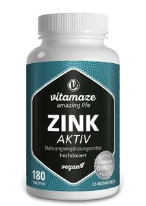 Zink Aktiv 25 mg hochdosiert vegan Tabletten 180 St
