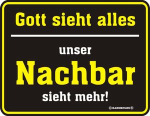 Gott sieht alles Blech-Schild Blechschild mit Spruch 22x17 cm