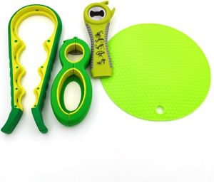Multiöffner, Deckelöffner, Glasöffner-Greifer, Dosenöffner für Senioren, 4er-Pack, Glasflaschenöffner, Sicherheitsdosenöffner, Gummidosenöffner, 6-in-1, 5-in-1, für Senioren, Frauen, Arthritis