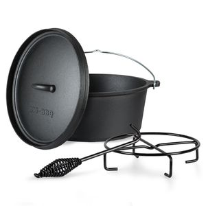 ToCi Dutch Oven Pre-fired, holandská rúra, BBQ, žíhaná liatina, zdvihák, 5,5 l