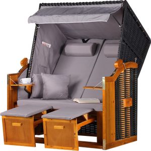 Strandkorb - bene living - Ostsee - uni/grau - PE schwarz