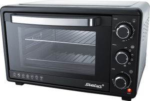 Grillbackofen mit Doppel-Glastür, Gehäuseisolation, Antihaftbeschichteter Innenraum, Programmwähler, 4 Einschubebenen, Emailliertes Backblech