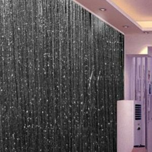 Perlen Flash Quaste Shiny String Vorhang Tür Raum Fenster Divider Wohnheimdekoration-Schwarz