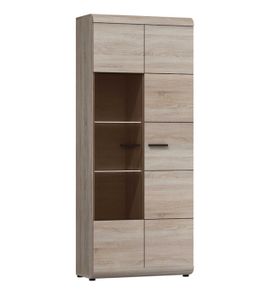 FURNIX Vitrine LIRYA A80 Vitrienenschrank teilverglast Eiche Sonoma LED