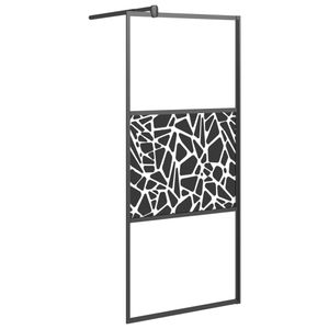 vidaXL Duschwand für Walk-In Dusche 80x195 cm ESG Steindesign Schwarz