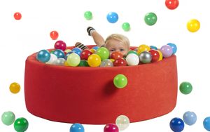 sunnypillow Bällebad für Baby Kinder mit 200 bunten Bällen ∅ 7cm Bällepool 90x30cm viele Farben zur Auswahl Spielbälle Kugelbad Spielbecken Farbe : rot