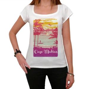 Damen Grafik T-Shirt Cayo Matias Flucht ins Paradies – Cayo Matias Escape To Paradise – Öko-Verantwortlich Vintage Jahrgang Kurzarm Lustige Druck