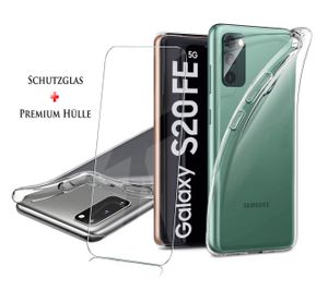 Samsung Galaxy S20 FE 5G Silikon Transparent Hülle + Panzerglas Echt Glas Display Schutzglas