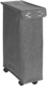 Kosz na pranie z pokrywą i kółkami, wąski pojemnik tekstylny - 43 l, 60 x 18,5 x 40 cm, WENKO