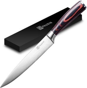 PAUDIN N9 Profi Tranchiermesser 20 cm – Extrem scharf & präzise – Hochwertiger 4116 Edelstahl – Ergonomischer Pakkaholz-Griff – Edles Damastmuster
