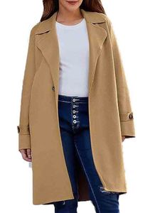 Damen Wintermantel Outwear Casual Trenchcoats Warme Strickjacke Jacke Outdoor Overcoat Khaki,Größe S