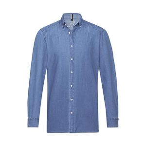 Greiff Corporate Wear CASUAL Herren Jeanshemd Langarm Button-Down-Kragen Regular Fit Baumwolle ® Light Blue Denim 41/42
