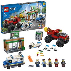 LEGO 60245 City Raubüberfall mit dem Monster-Truck, Spielzeug mit Polizei-Auto, Motorrad, Van und Bankgebäude, Konstruktionsspielzeug ab 5 Jahre