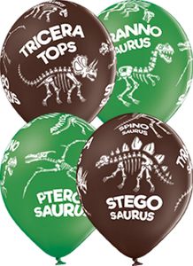 6 Luftballons Dino Dinosaurier grün braun 28 cm Ballongas geeignet