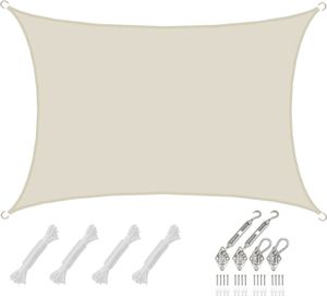 3x4m Sonnensegel Rechteckig Wasserdicht - Sonnenschutz Segel Set mit Befestigung 3x4m Sonnensegel Rechteckig Wasserdicht - Sonnenschutz Segel Set mit Befestigung