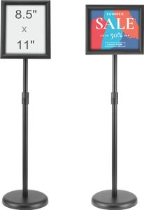 Stojan na nápisy SucceBuy, 21,6 x 27,9 cm, nastaviteľný vertikálny a horizontálny stojan, robustný podlahový stojan s okrúhlou základňou na reklamu, vonkajšie použitie, čierny