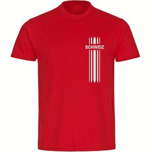 multifanshop Herren T-Shirt - Schweiz - Streifen, rot, Größe M