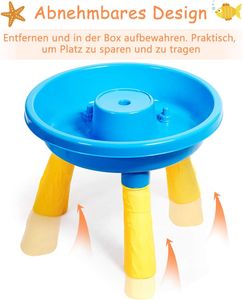 COSTWAY 2-in-1 Sand- und Wasserspieltisch, Sandkastentisch für Kinder 30 teilig