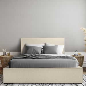 Elegantes Doppelbett SYDNEY 180x200 mit Bettkasten & Lattenrost - Polsterbett (Farben: beige)