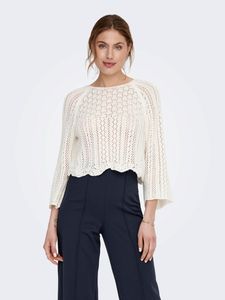 Eleganter Strickpullover Orezané tričko s 3/4 ramenami Pointelle Sweater ONLNOLA | XS