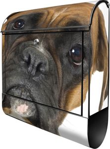 banjado Design Briefkasten Stahl schwarz mit Zeitungsfach pulverbeschichtet "Boxer" 38x46x12,5cm & 2 Schlüssel - Postkasten A4 Einwurf inkl. Montagematerial [BKSCH 10110]
