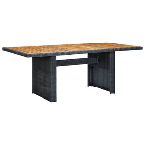 vidaXL Zahradní stůl Dark Grey z polyratanu a masivního dřeva akácie