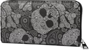 styleBREAKER Damen Geldbörse mit Totenkopf Paisley Print, Reißverschluss, Portemonnaie 02040118, Farbe:Schwarz