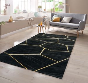 Wohnzimmerteppich geometrisches Muster in schwarz gold Größe - 200 x 290 cm