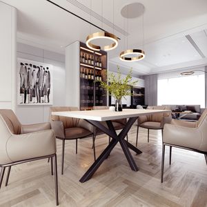 Großer Esstisch Tischgestell SPIDER 180x80x75h cm - 32 mm dicke Tischplatte – Weiß